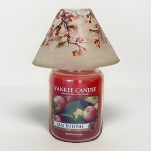 Yankee Candle Macintosh 22 oz Jar + Crackle Glass Winter Berries Shade 4″